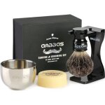 Anbbas 4kits / set blaireaux brosse de rasage + supporter + bol + savon avec bote demballage exquise ...
