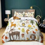 Animaux de la forêt housse de couette 140x200cm chouette sika de dessin animé parure de lit super douce ... Animaux de la forêt housse de couette 140x200cm chouette sika de dessin animé parure de lit super douce ...