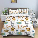 Animaux de la jungle parure de lit 90x190 enfant dessin anim� d�l�phant lion impression 3d housse de ...