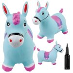 Animal sauteur gonflable - jouet � sauter - cheval bleu et rose - de 12 mois - caoutchouc de haute qualit� ...