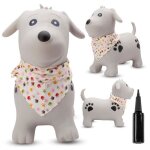 Animal sauteur gonflable - jouet � sauter - un chien gris avec bandana - de 12 mois - caoutchouc de haute ...