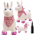 Animal sauteur gonflable - jouet  sauter - licorne blanc / rose bandana - de 12 mois - caoutchouc de ...