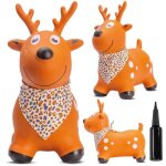 Animal sauteur gonflable - jouet  sauter - rennes brun avec bandana - de 12 mois - caoutchouc de haute ...