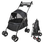 Animaux voyage poussette - avec sac de rangement et housse de pluie poussette buggy pour chien pet stroller ...