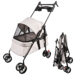 Animaux voyage poussette - avec sac de rangement et housse de pluie poussette buggy pour chien pet stroller ...