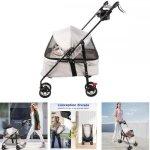 Animaux voyage poussette - xuanyu - poussette pour chat avec sac de rangement et housse de pluie + porte ...