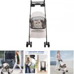 Animaux voyage poussette - xuanyu - poussette pour chien avec sac de rangement et housse de pluie + porte ...