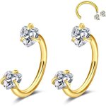 Anneau de nez fer � cheval septum ring 316l acier inoxydable cz labret l�vre sourcil helix or / forme ...