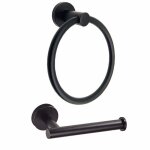 Anneau porte - serviette et porte - papier hygi�nique en acier inoxydable noir 2 pi�ces pour salle de ...