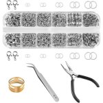 Anneaux de saut argent 1200 pi�ces avec fermoirs homard pour diy bijoux colliers bracelets