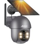 Anran 5mp cam�ra de surveillance ext�rieur 360� cam�ra batterie avec panneau solaire - q01 max gris