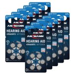 Ansmann piles auditifs taille 675 / pr44 - 60 piles zinc - air pour aides auditives - bleu