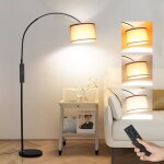 Antenlicht lampadaire arc avec télécommande intensité variable led e27 abat - jour tissu marron vintage ... Antenlicht lampadaire arc avec télécommande intensité variable led e27 abat - jour tissu marron vintage ...