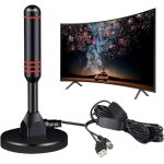 Antenne tv intrieur puissante tnt360antenne tv intrieure 50km longue portehigh gain vhfuvffm dvbt2 ...