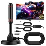 Antenne tv intrieur puissante tnt hd - base magntique et cble 5m - longue rception distance 360 ...