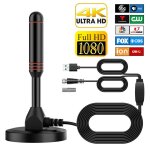 Antenne tv - ynkkvre - portable dvb - t2 - gain 25db - frquence 170 - 860mhz - intrieur / extrieur ...