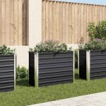 Anthracite balconnire / bac  fleurs sans fond - lit surlev de jardin anthracite 100x40x77cm acier ...