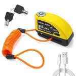 Antivol moto bloque disque alarme 110db renforc� �tanche c�ble rappel 1. 2m 2 cl�s s�curit� 7mm universel ...