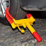 Antivol sabot de roue - cecaylie - acier �pais - 175 - 285 mm - rouge et jaune - 3 cl�s - sans installation ...