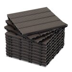 Aopunly lot de 11 dalles de terrasse 4 lattes 1 m� 30 x 30 cm dalles clipsables wpc composite bois marron ...