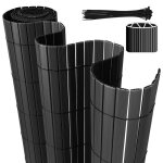 Aopunly canisse en pvc avec structure en w ? brise - vue robuste pour balcon cl�ture et jardin gris 180 ...