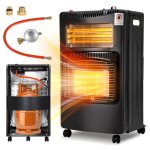 Aopunly chauffage au gaz pliable 4200w noir allumage piezo tuyau gaz + dtendeur butane inclut europen ...