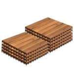 Aopunly dalles de terrasse 1 m� 11 pi�ces 30 x 30 cm dalles en bois 6 lattes dalles clipsables en bois ...