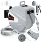 Aopunly enrouleur de tuyau mural pivotant 180� ? arrosage flexible installation pr�te � l?emploi