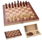 Aopunly jeu d checs en bois 29x29 cm chiquier pliable 3 en 1 backgammon dames jeu de voyage pour dbutants ...