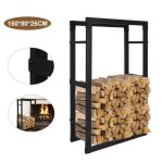 Aopunly range b�ches int�rieur pour chemin�e rack pour bois de chauffage hxlxp 150 x 80 x 25cm noire