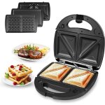 Appareil à croque monsieur 3 en 1gaufrier presse à paninissandwich grill en acier inoxydable avec 3 plaques ... Appareil à croque monsieur 3 en 1gaufrier presse à paninissandwich grill en acier inoxydable avec 3 plaques ...
