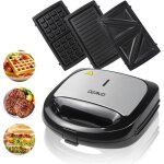 Appareil  croque monsieur 3 en 1 sandwich grill panini toaster gaufre avec revtement antiadhsif 750w ...