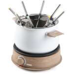 Appareil  fondue - domo - do736f - 1500 w - 2 l - 8 personnes - blanc / bois