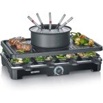 Appareil � fondue et raclette pour 8 personnes appareil � raclette 2 en 1 avec plaque de cuisson et service ...