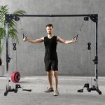 Appareil de musculation double poulie vis � vis crossover charge libre avec halt�re 2 x 50kg dim. 245l ...