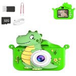 Appareil photo enfant - dinosaure - vert - �cran ips 20 pouces - double cam�ra hd - 32 go