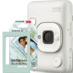 Appareil photo instantan hybride fujifilm instax mini liplay misty white avec papier 1x10 et cadre magntique ...