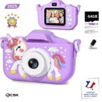 Appareil photo licorne pour enfants bcsk� hd 1080p - photo vid�o selfie - ecran 2. 0 pouces carte sd ...