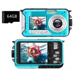 Appareil photo num�rique 27k 64 go 8 mp �cran hd 27 pouces �tanche zoom 16x bleu