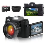 Appareil photo numrique 48 mp cran rabattable zoom numrique 16x carte mmoire 64 go