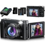 4k appareil photo num�rique 48mp appareil photo compact portable sd 64g 3 �cran lcd rabattable 180� zoom ...