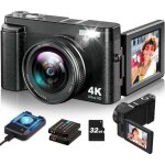 Appareil photo numrique 4k 48mp avec ecran 3 rabattable de 180 autofocus 16x zoom flash intgr avec ...