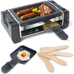 Appareil raclette 2 personnes mini grill raclette avec 2 poêlons À raclette et 4 grattoirs en bois thermostat ... Appareil raclette 2 personnes mini grill raclette avec 2 poêlons À raclette et 4 grattoirs en bois thermostat ...