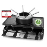 Appareil  raclette - emerio - rg - 124930 - 3 en 1 - 1400 w - 8 personnes