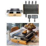Appareil raclette - grill - plancha - bois - 1200w - 8 personnes - surface antiadhésive - 12 poêlons Appareil raclette - grill - plancha - bois - 1200w - 8 personnes - surface antiadhésive - 12 poêlons