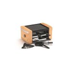 Appareil  raclette - kitchen chef - kc. wood - lux4 - 750 w - 4 personnes - plaque antiadhsive