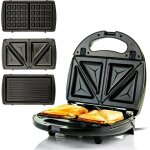 Appareil  sandwich lectrique 3 en 1 presse  panini gril et gaufrier avec plaques antiadhsives amovibles ...