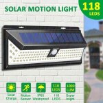 Applique exterieure lampe solaire applique murale - 118 led avec d�tecteur ip65 �tanche pour jardin �clairage ...