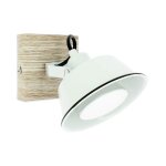 Applique int�rieur couleur blanc et bois ampoule led blanc chaud pour chambre salon couloir entr�e
