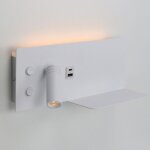 Applique murale 7w + spot 3w orientable usb / type - c interrupteurs 2700k spot droit m�tal blanc.